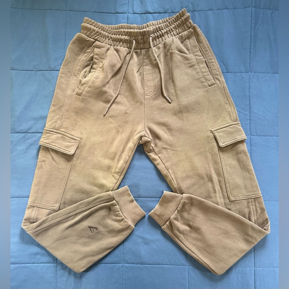 Gymshark Crest Joggers Athletic Gym Fleece Sweatpants Tapered Brown Men's S